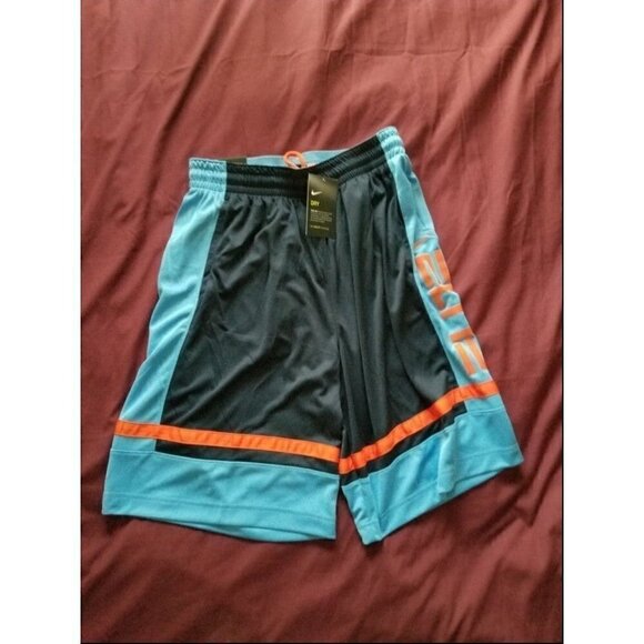Nike Dri-Fit Elite Basketball Shorts Navy Blue/Orange - Picture 1 of 12